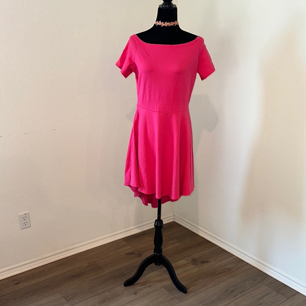 Womens Off The Shoulder Short Sleeve High Low Dress
